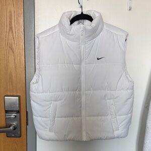 Nike NBA exclusive White Quilted Puffer Vest with Black Swoosh